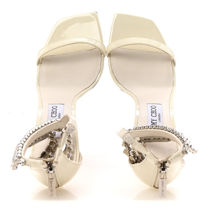 Jimmy Choo Patent Crystal Verity 100 Sandals 38.5 Latte 3 of 22