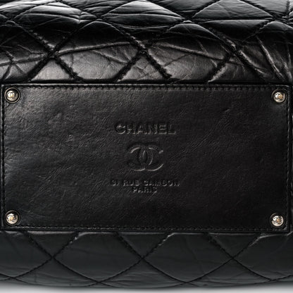 Chanel Aged Calfskin Quilted Large Secret Tag Bowling Bag Black 9 of 12