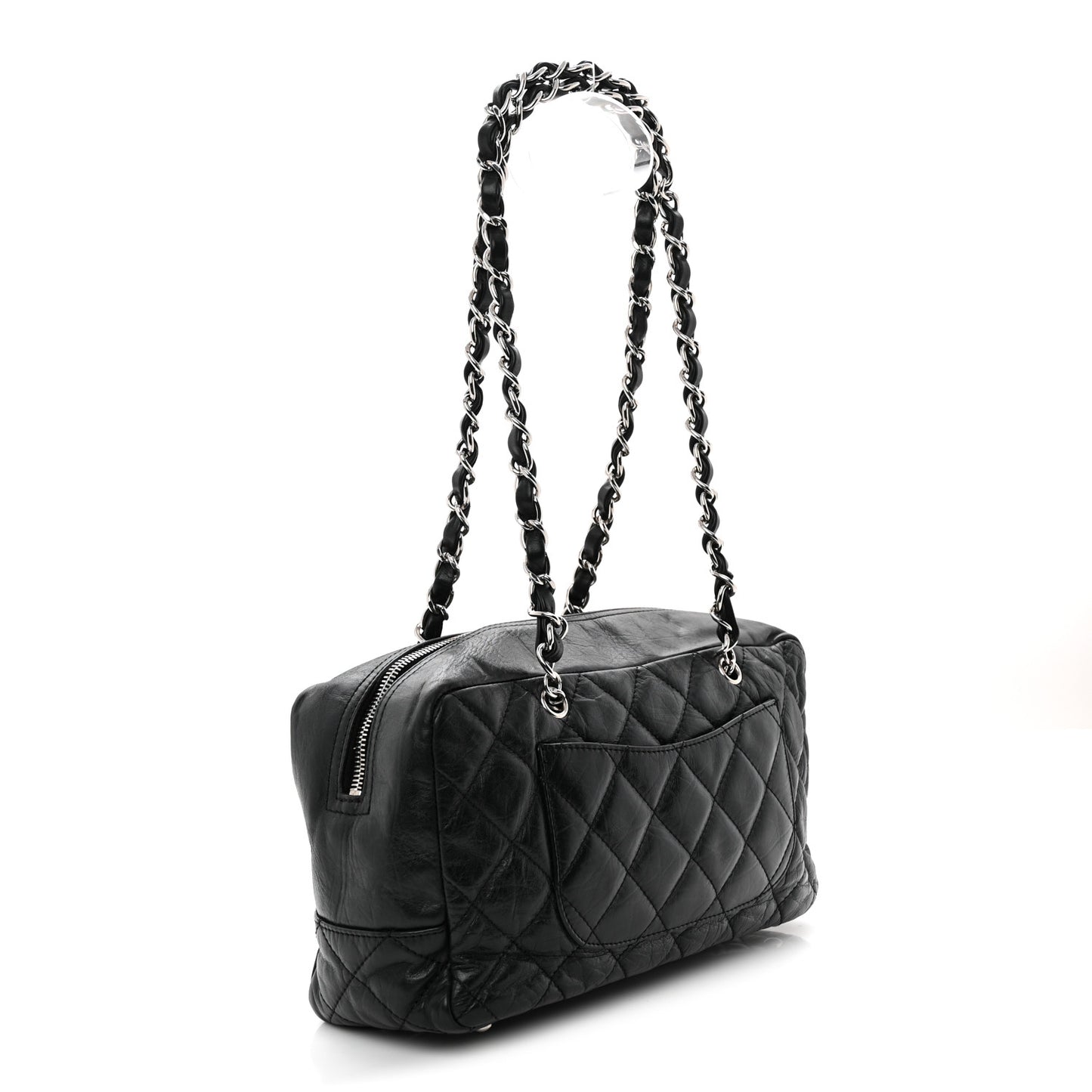 Aged Calfskin Quilted Cotton Club Bowler Black