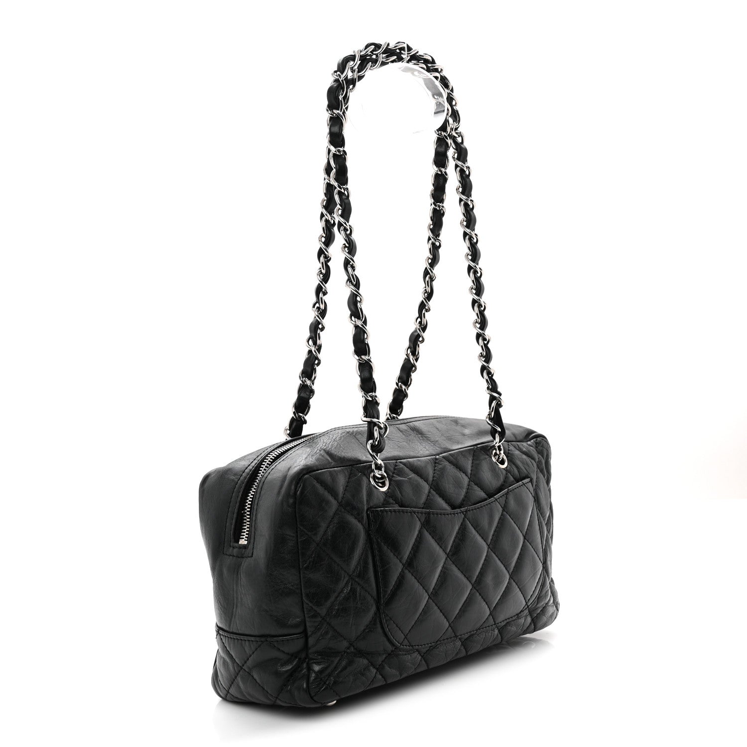 Chanel Aged Calfskin Quilted Cotton Club Bowler Black 3 of 10