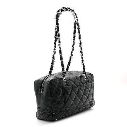 Chanel Aged Calfskin Quilted Cotton Club Bowler Black 3 of 10