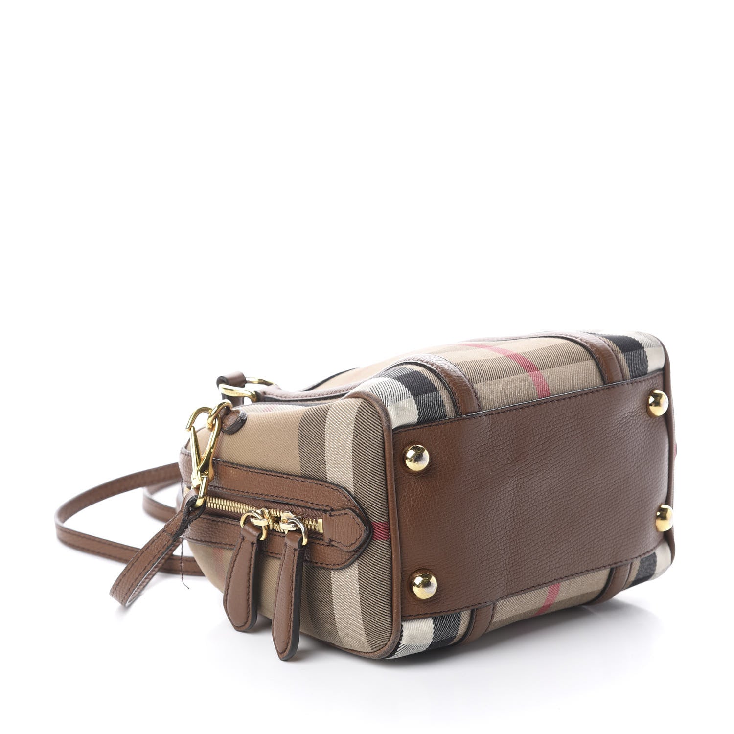 Burberry House Check Derby Calfskin Small Alchester Bowling Bag Tan 3 of 10