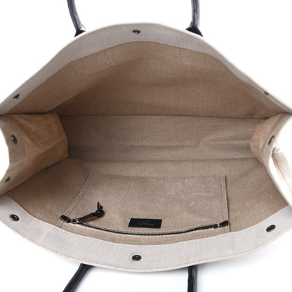 Saint Laurent Linen Calfskin Rive Gauche Tote Optic White 4 of 10
