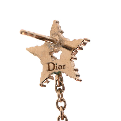 Christian Dior Pearl Crystal Shiny-D Dangle Chain Earrings Gold 4 of 4