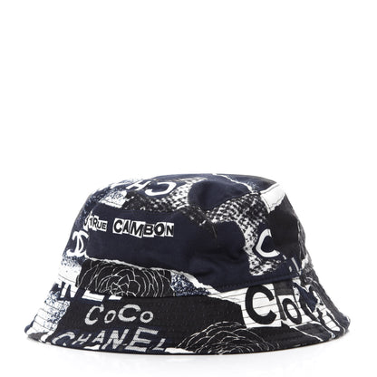Chanel Cotton Coco Print Bucket Hat M Navy Black White 3 of 7