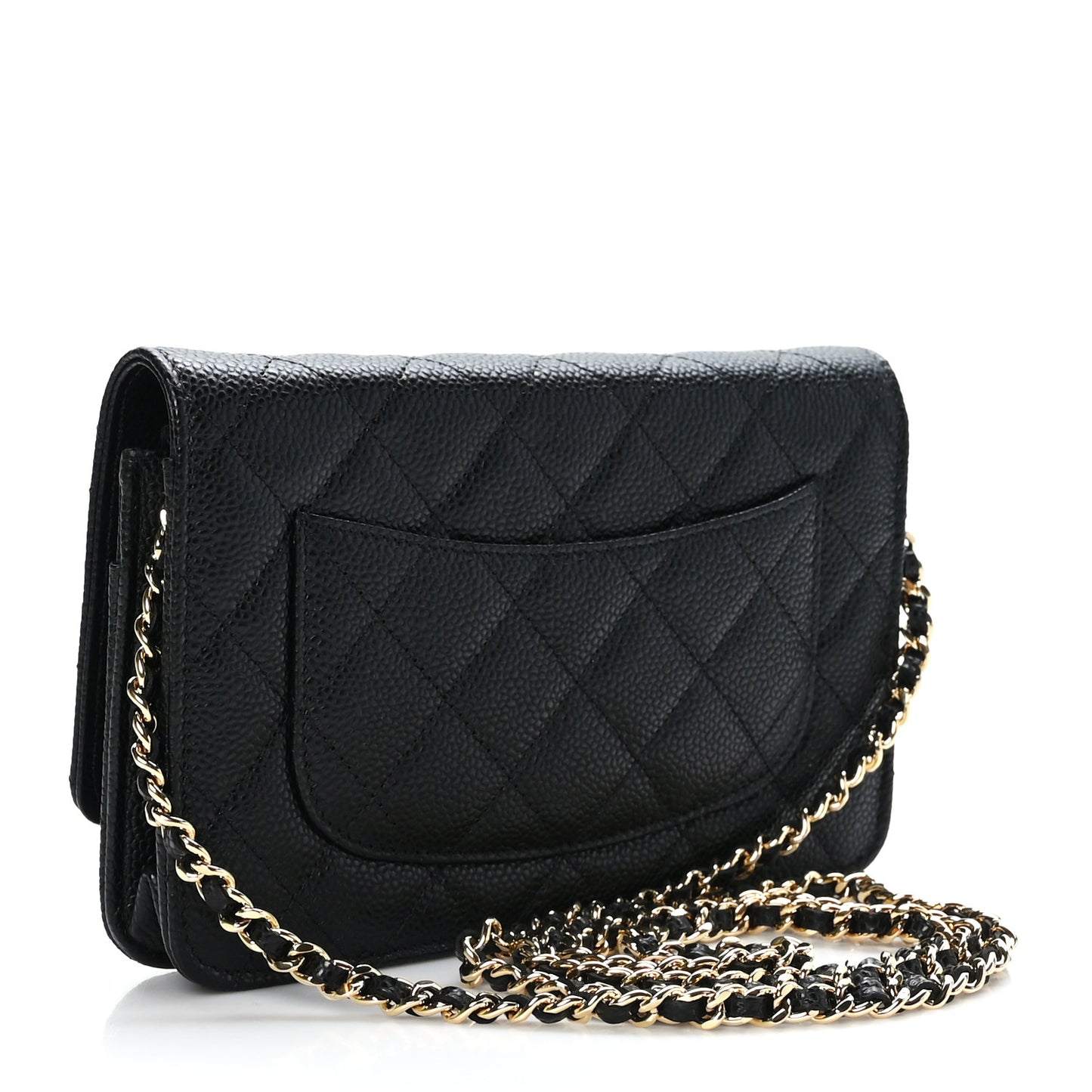Caviar Quilted Wallet on Chain WOC Black