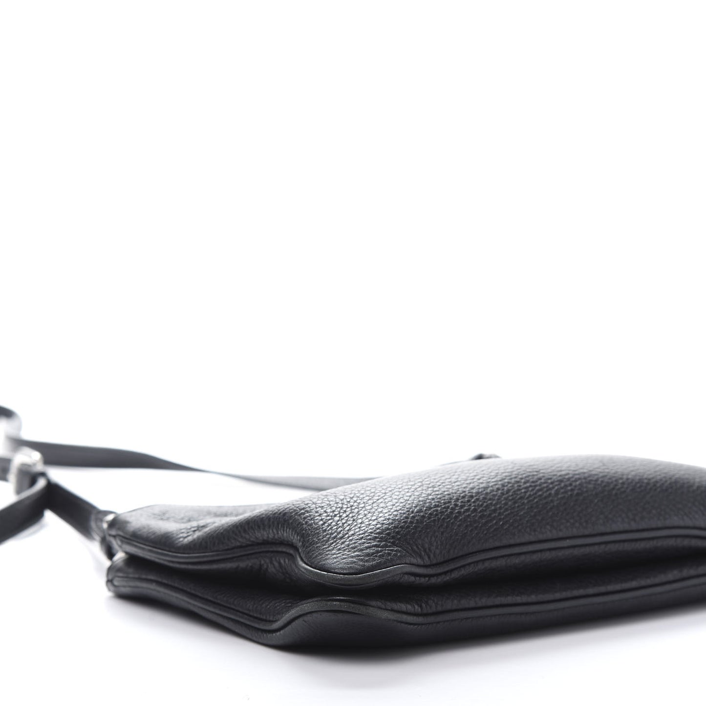 Vitello Daino Double Zip Crossbody Bag Black