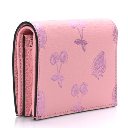 Gucci Textured Dollar Calfskin Berry Print GG Marmont Card Case Pink Purple 3 of 6
