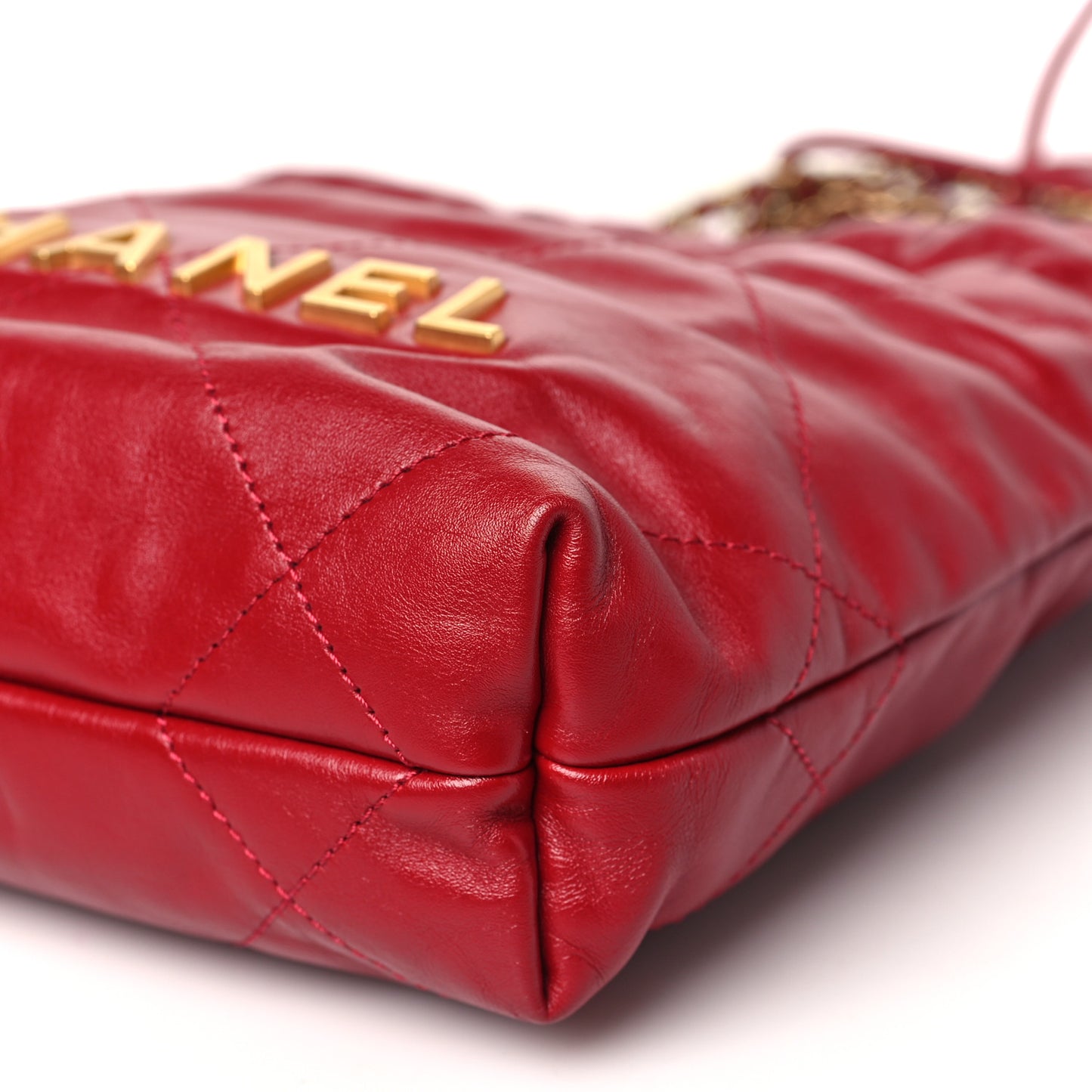 Shiny Calfskin Quilted Mini Chanel 22 Red