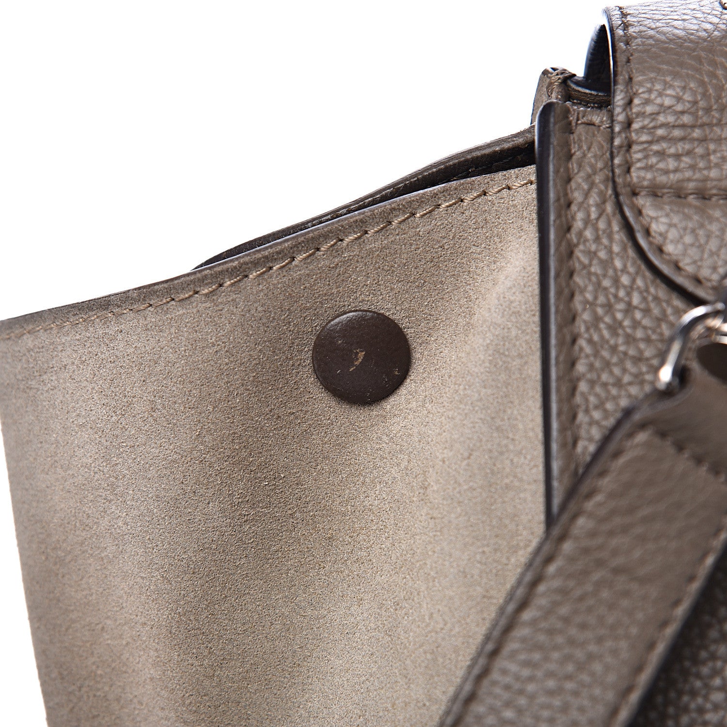 Celine Drummed Calfskin Suede Medium Trapeze Souris 9 of 13