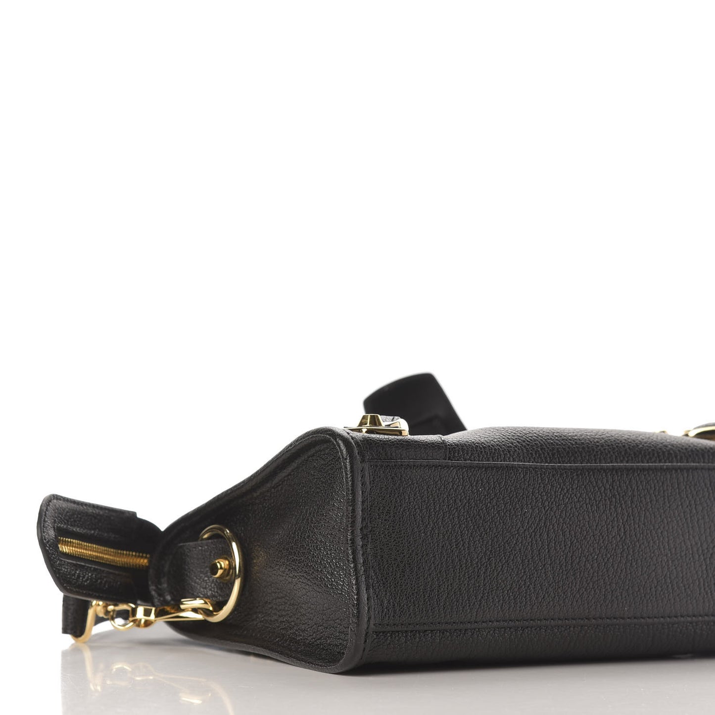 Chevre Gold Metallic Edge Hardware Mini City Black