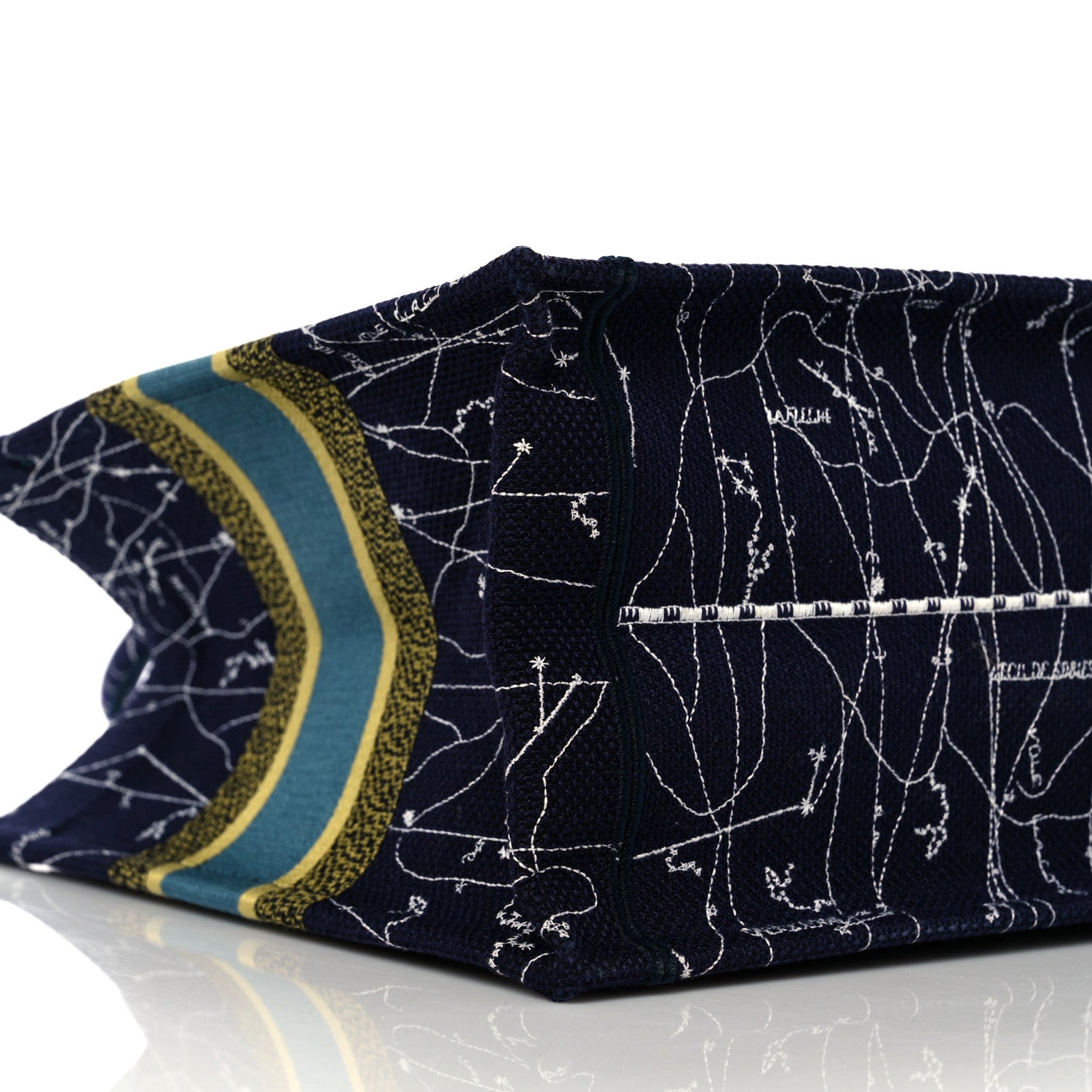 Christian Dior Canvas Embroidered Medium Zodiac Book Tote Blue Multicolor 8 of 11