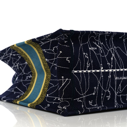 Christian Dior Canvas Embroidered Medium Zodiac Book Tote Blue Multicolor 8 of 11