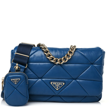 Prada Nappa Re-Nylon Triangle Quilted Large Patchwork System Flap Shoulder Bag Royal 1 of 7