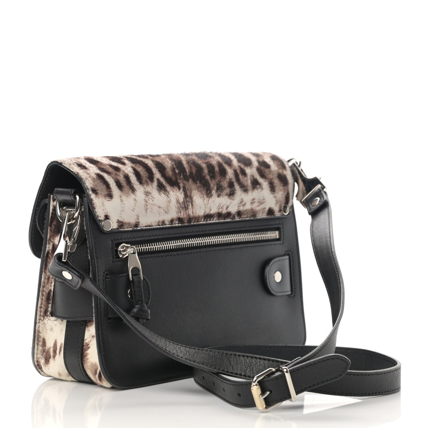 Calf Hair Leopard Print Mini PS11 Classic Shoulder Bag Black