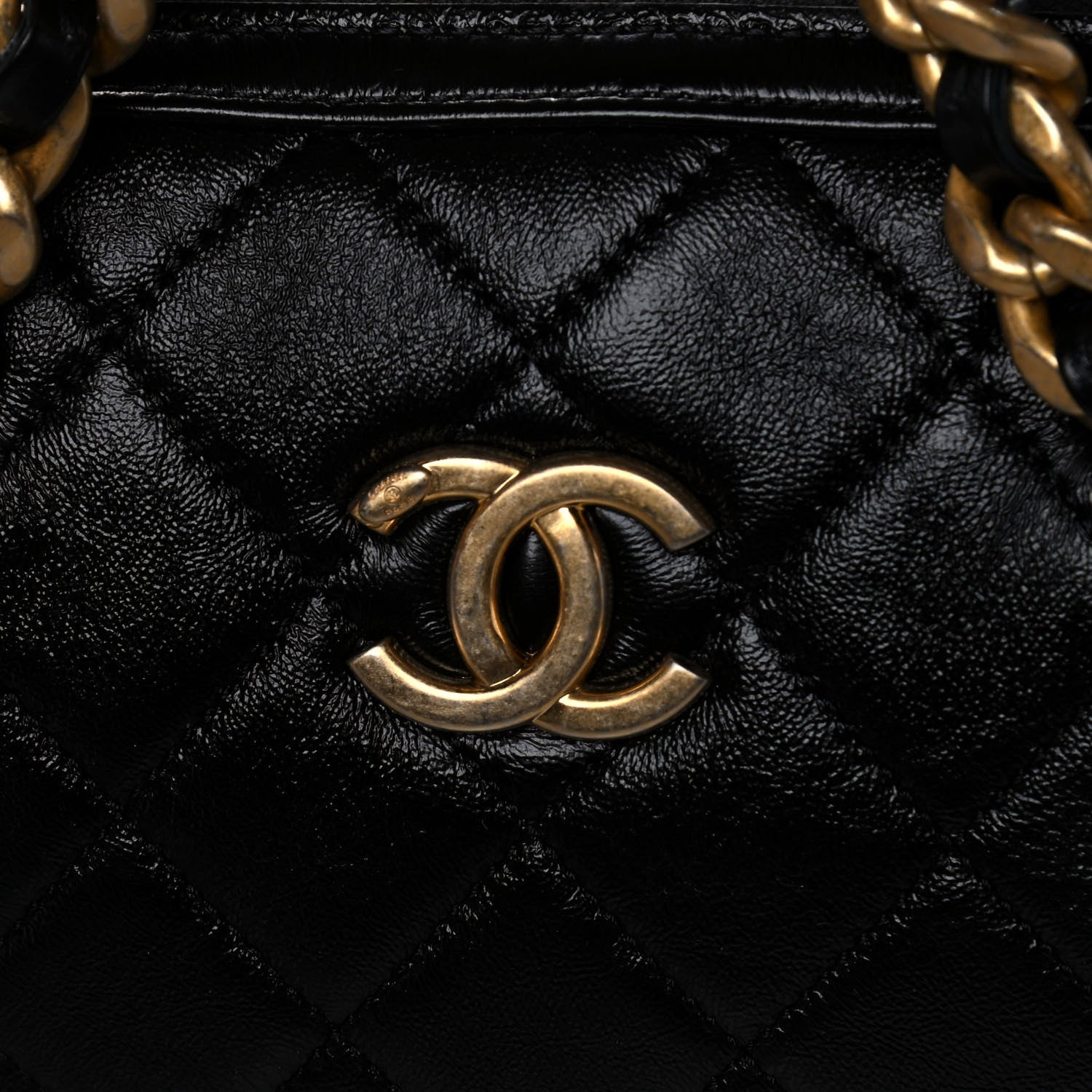 Chanel Shiny Lambskin Quilted Fashion Therapy Bowling Bag Black 11 of 12
