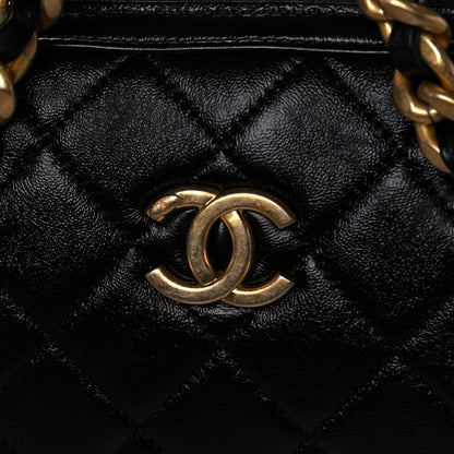 Chanel Shiny Lambskin Quilted Fashion Therapy Bowling Bag Black 11 of 12