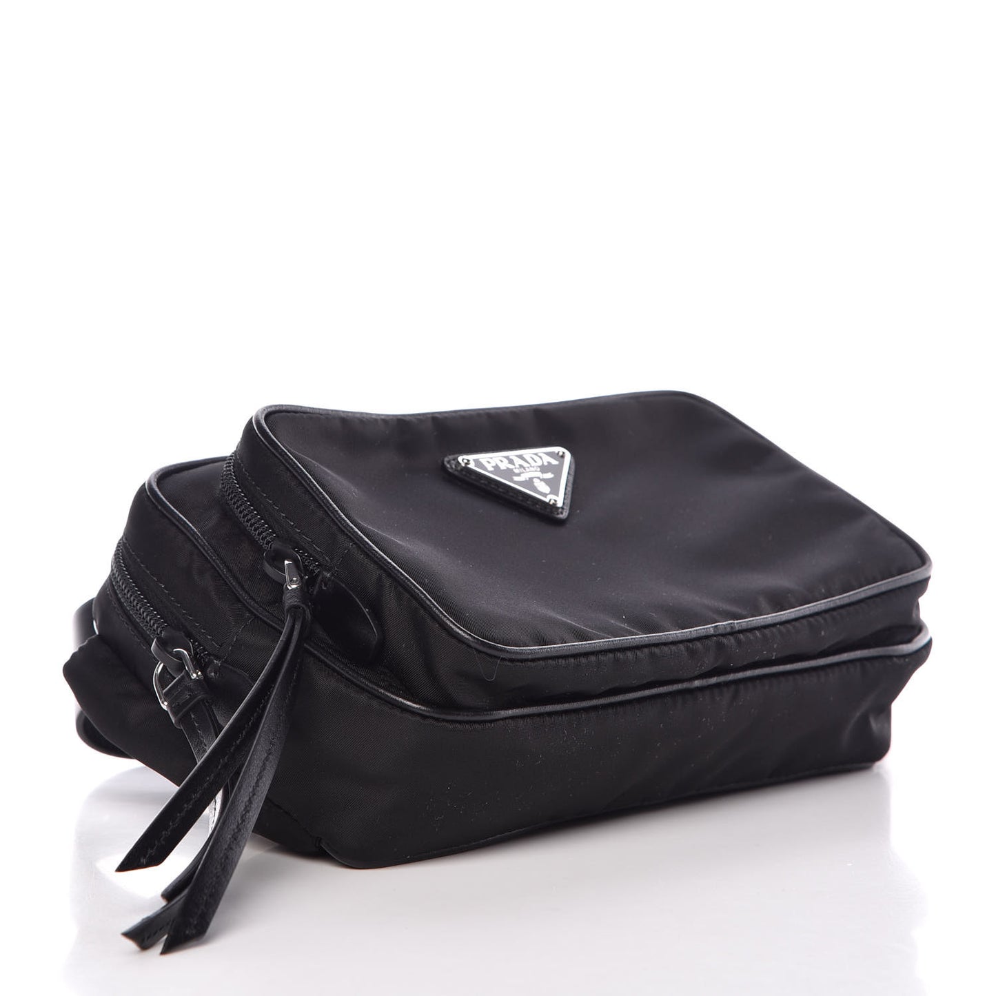 Tessuto Nylon Calfskin Studded Belt Bag Black