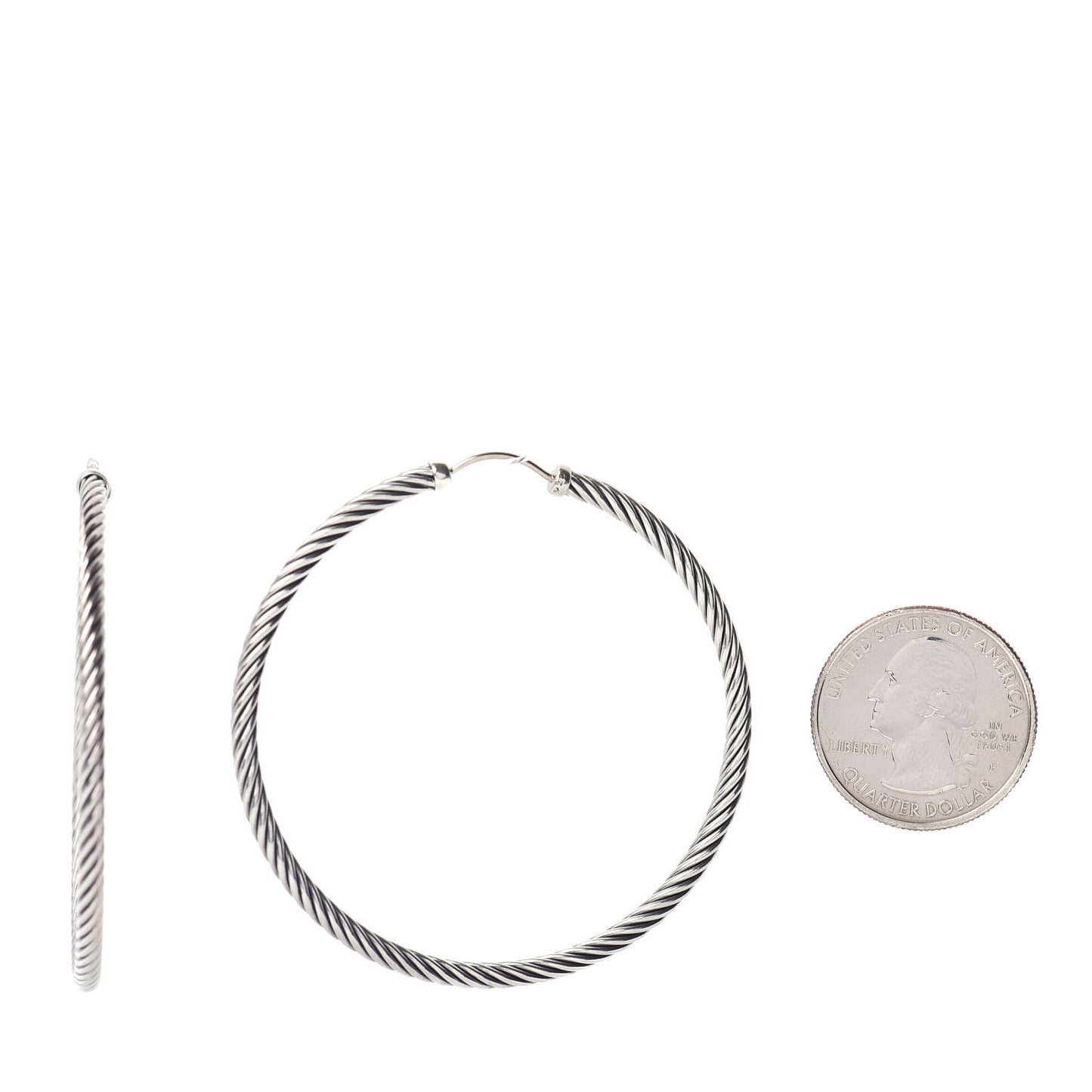 Sterling Silver Extra Large Cable Classics Hoop Earrings