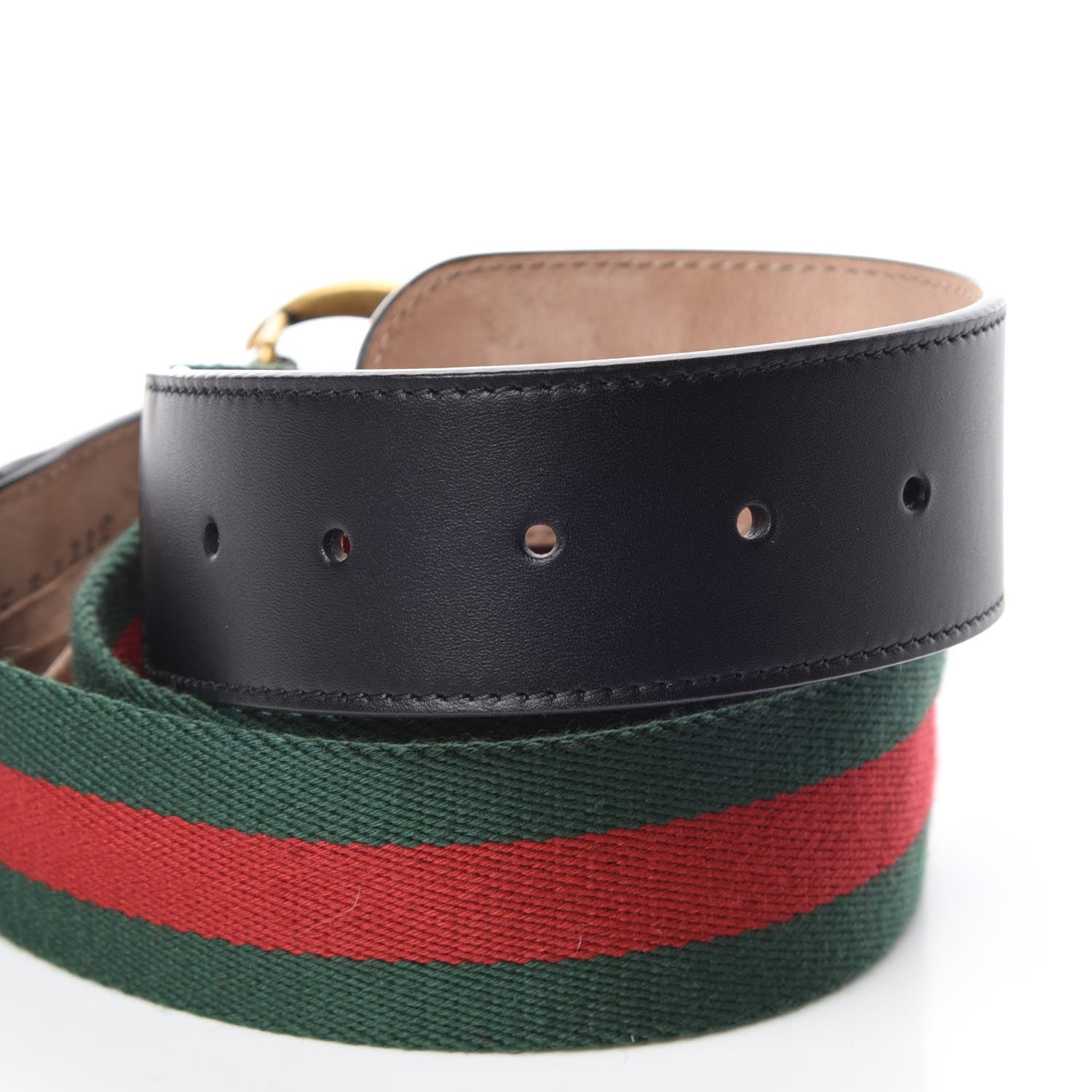 Gucci Nylon Calfskin Double G Web 40mm Belt 90 36 Green Red Black 5 of 7