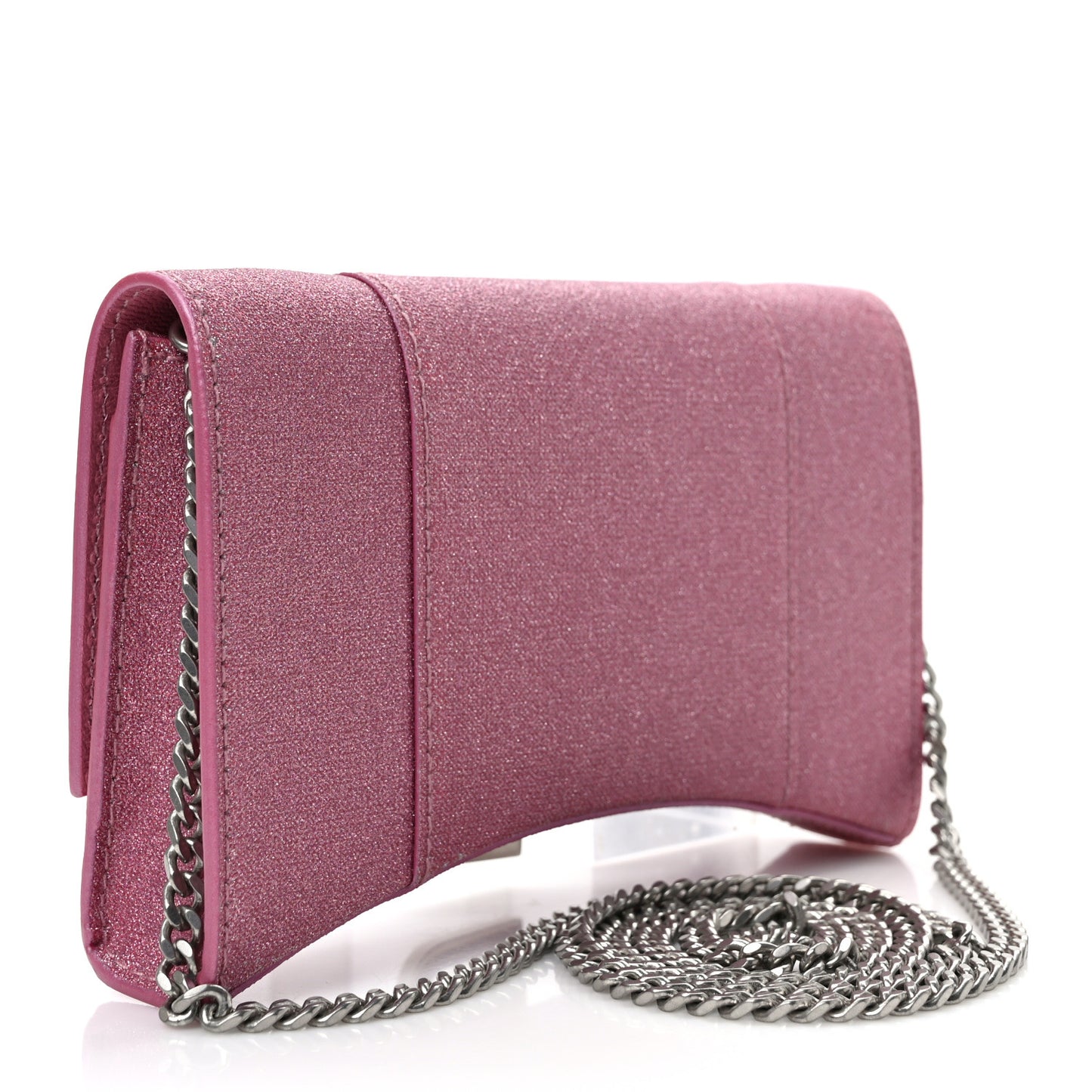Sparkling Fabric XS Hourglass Wallet On Chain Sweet Pink