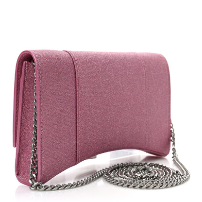 Balenciaga Sparkling Fabric XS Hourglass Wallet On Chain Sweet Pink 2 of 8