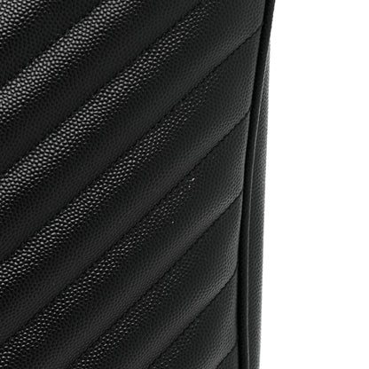 Saint Laurent Grain De Poudre Matelasse Chevron Monogram Shopping Bag Black 13 of 14