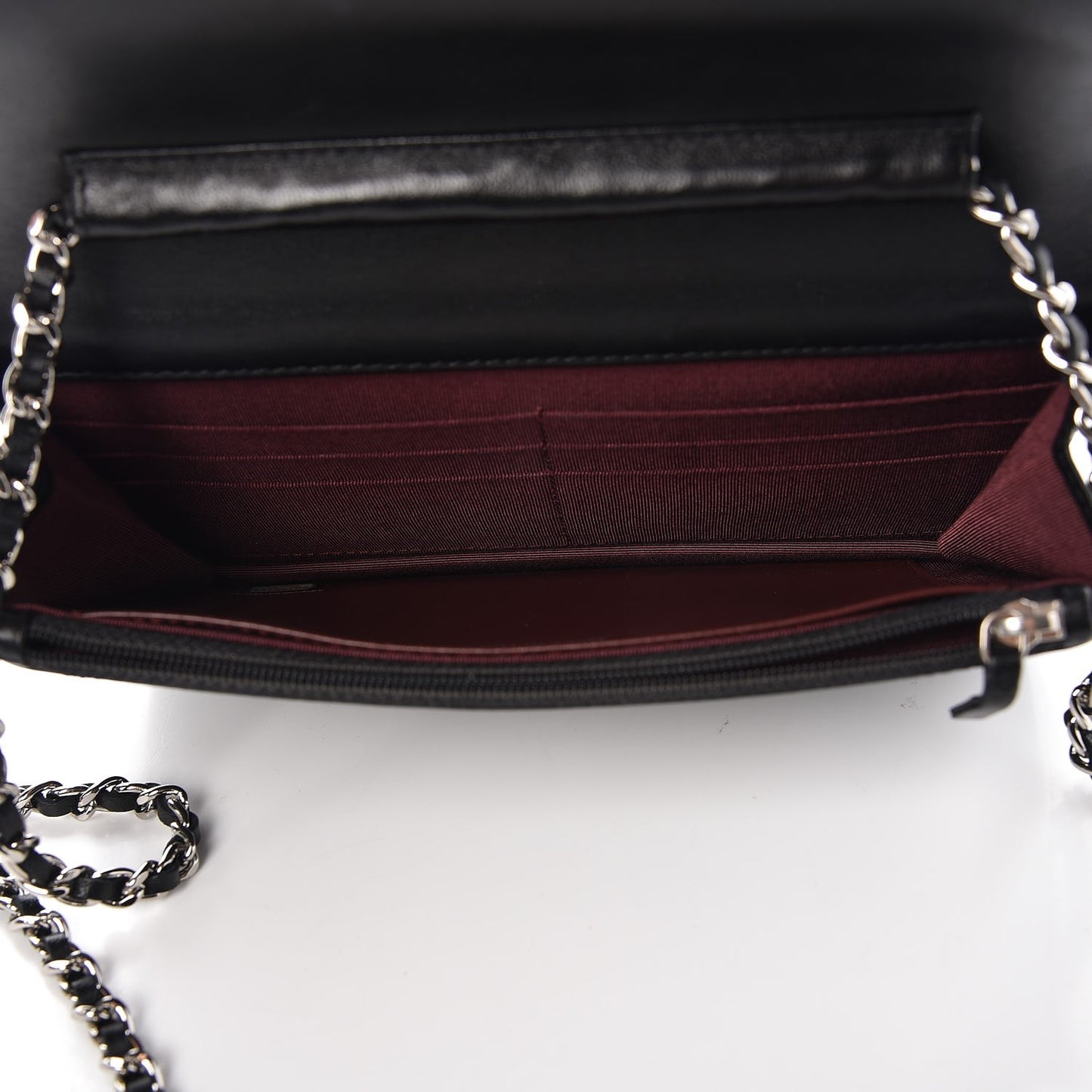 Lambskin Quilted Wallet On Chain WOC Black