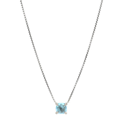 David Yurman Sterling Silver Diamond Blue Topaz 9mm Petite Chatelaine Pendant Necklace 1 of 4