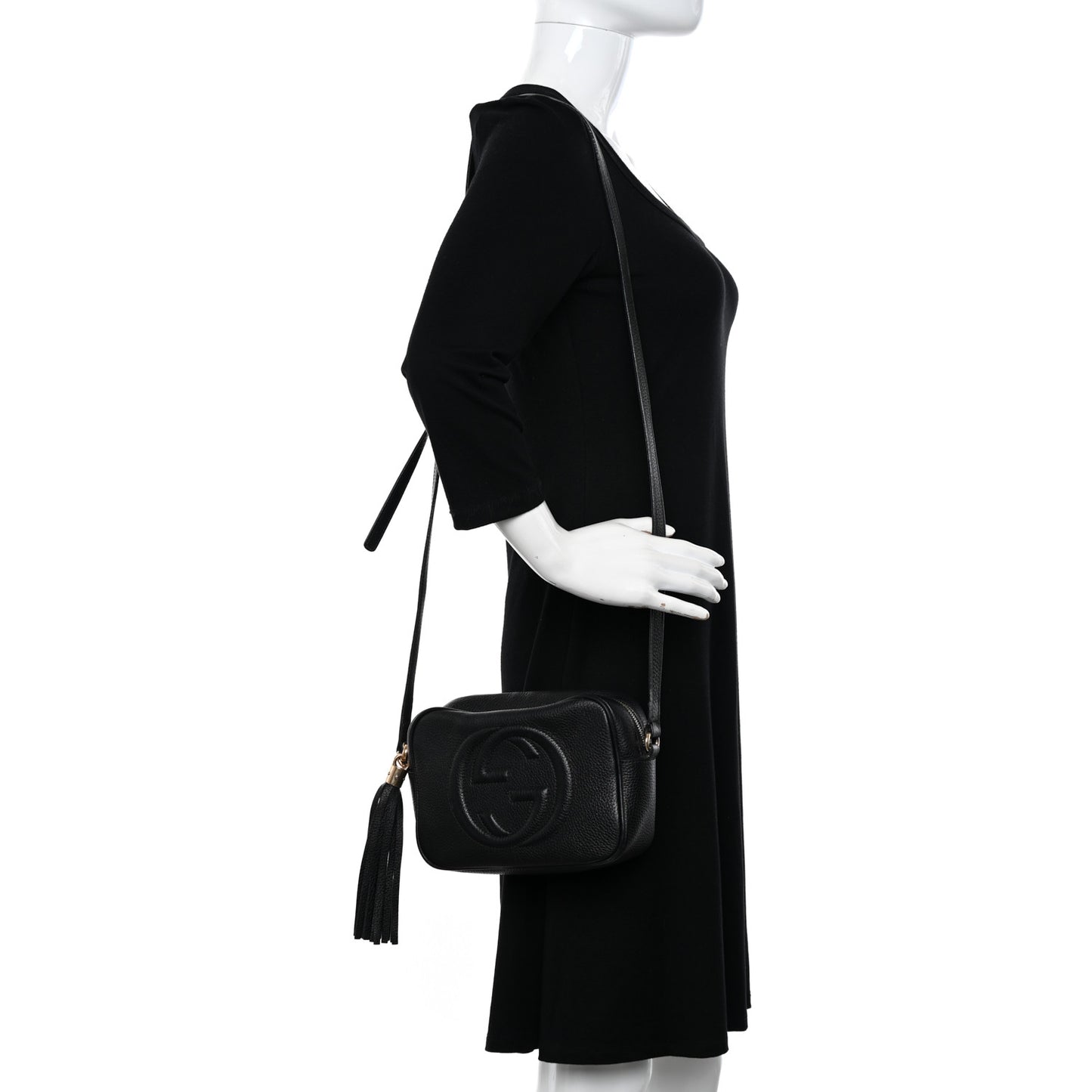 Pebbled Calfskin Small Soho Disco Bag Black