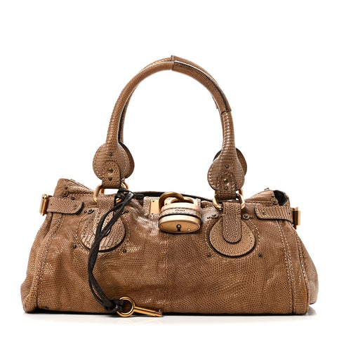 Lizard Medium Paddington Satchel Bronze