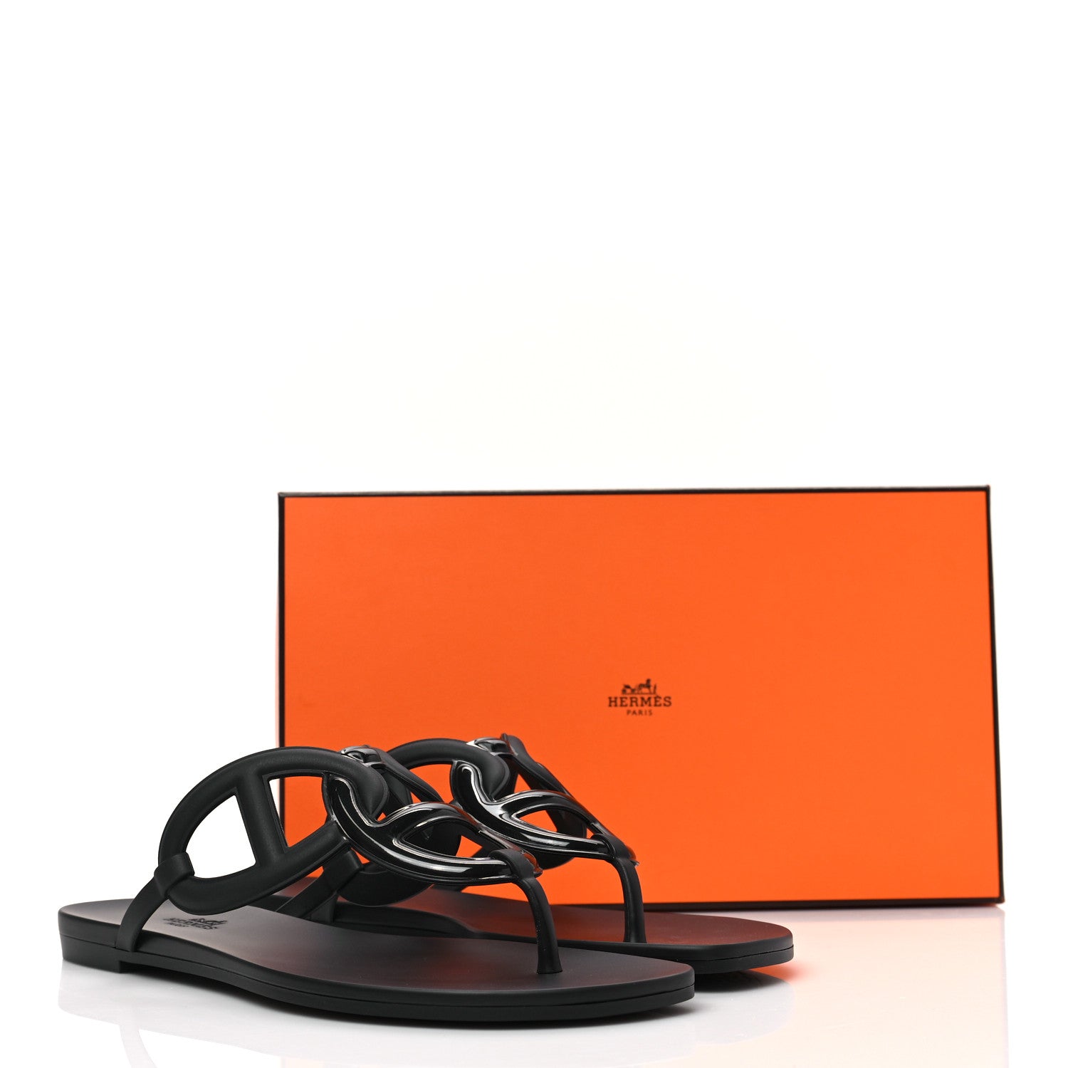 Hermes Rubber Womens Egerie Sandals 40 Black 9 of 9