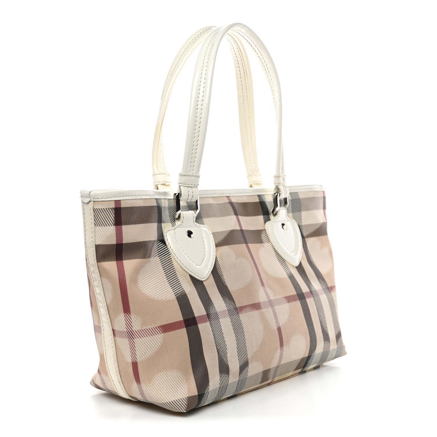 Burberry Supernova Check Hearts Small Nickie Tote White 3 of 12