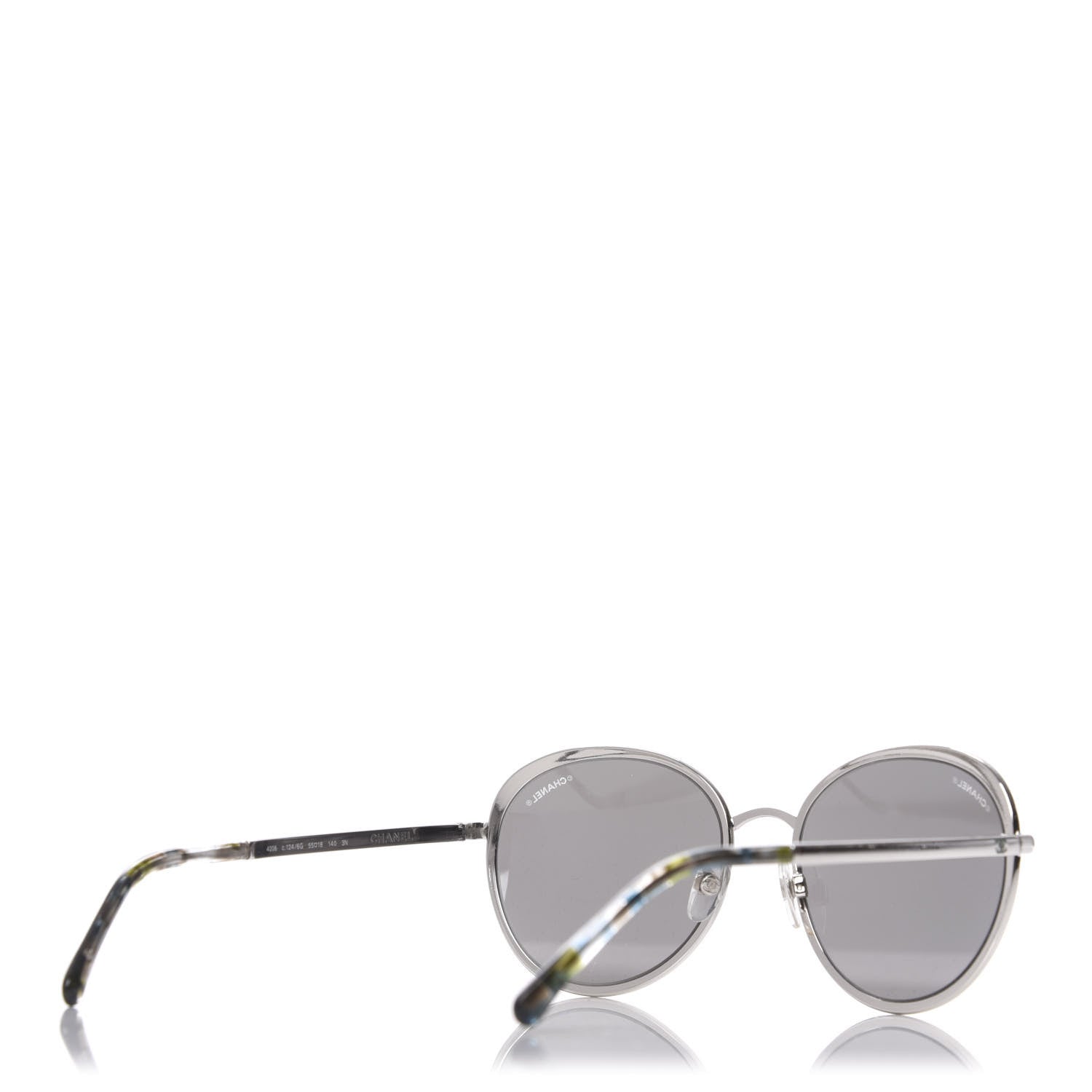 Chanel Round Spring Sunglasses 4206 Black Silver 4 of 8