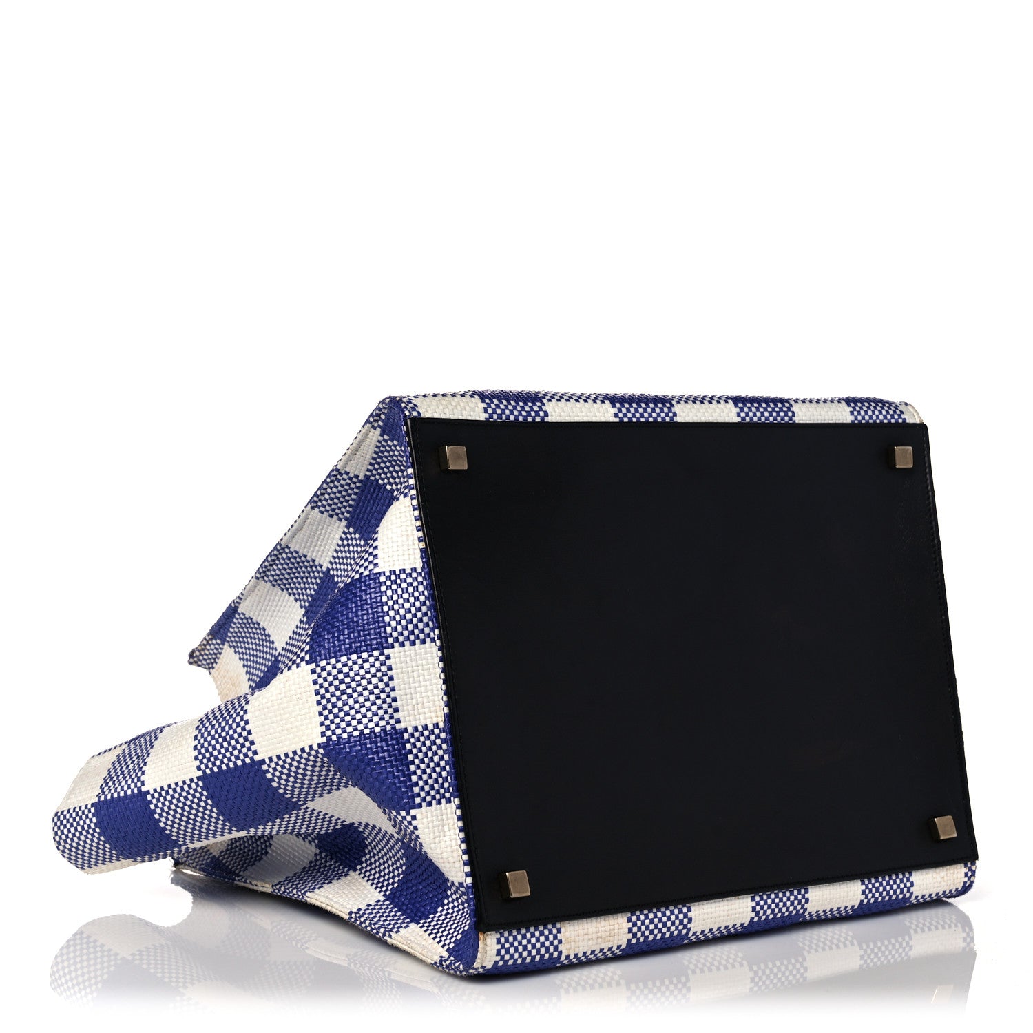 Celine Gingham Woven Medium Phantom Luggage Cobalt 3 of 17