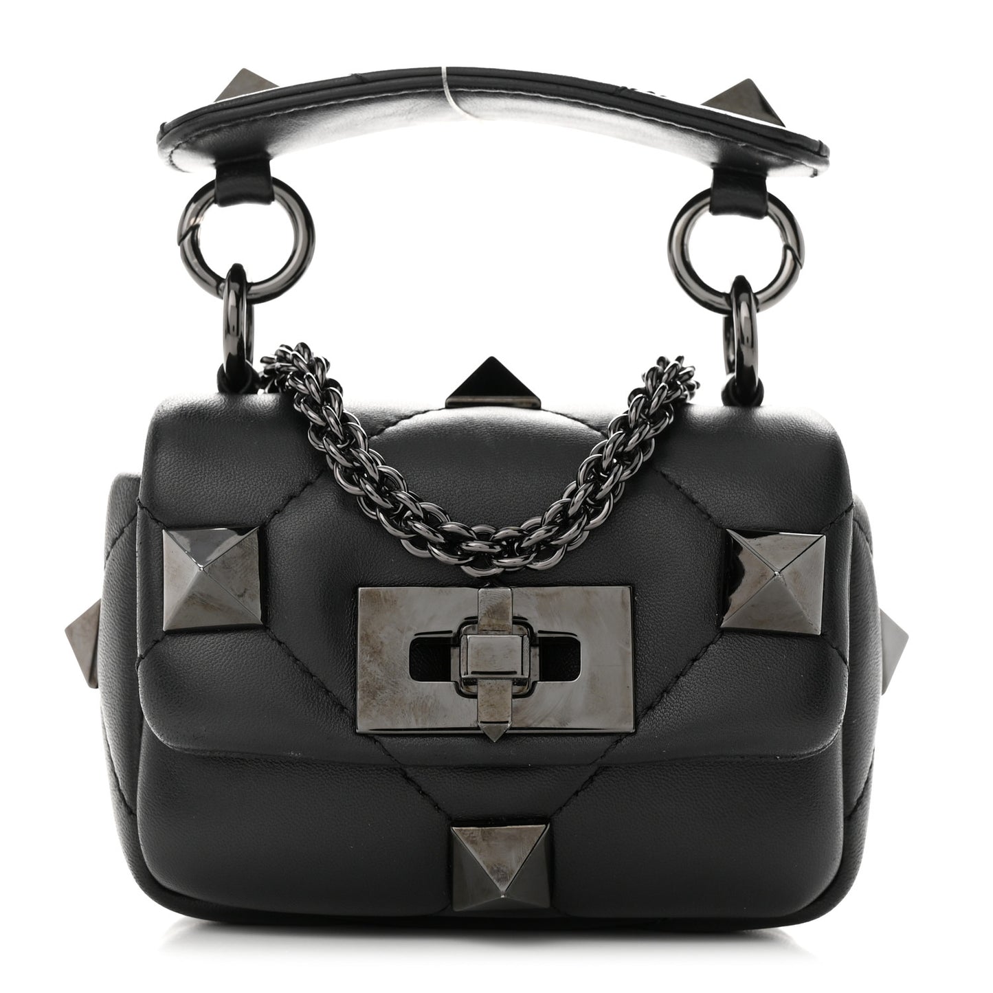 Nappa Monochrome Mini Roman Stud The Shoulder Bag Black