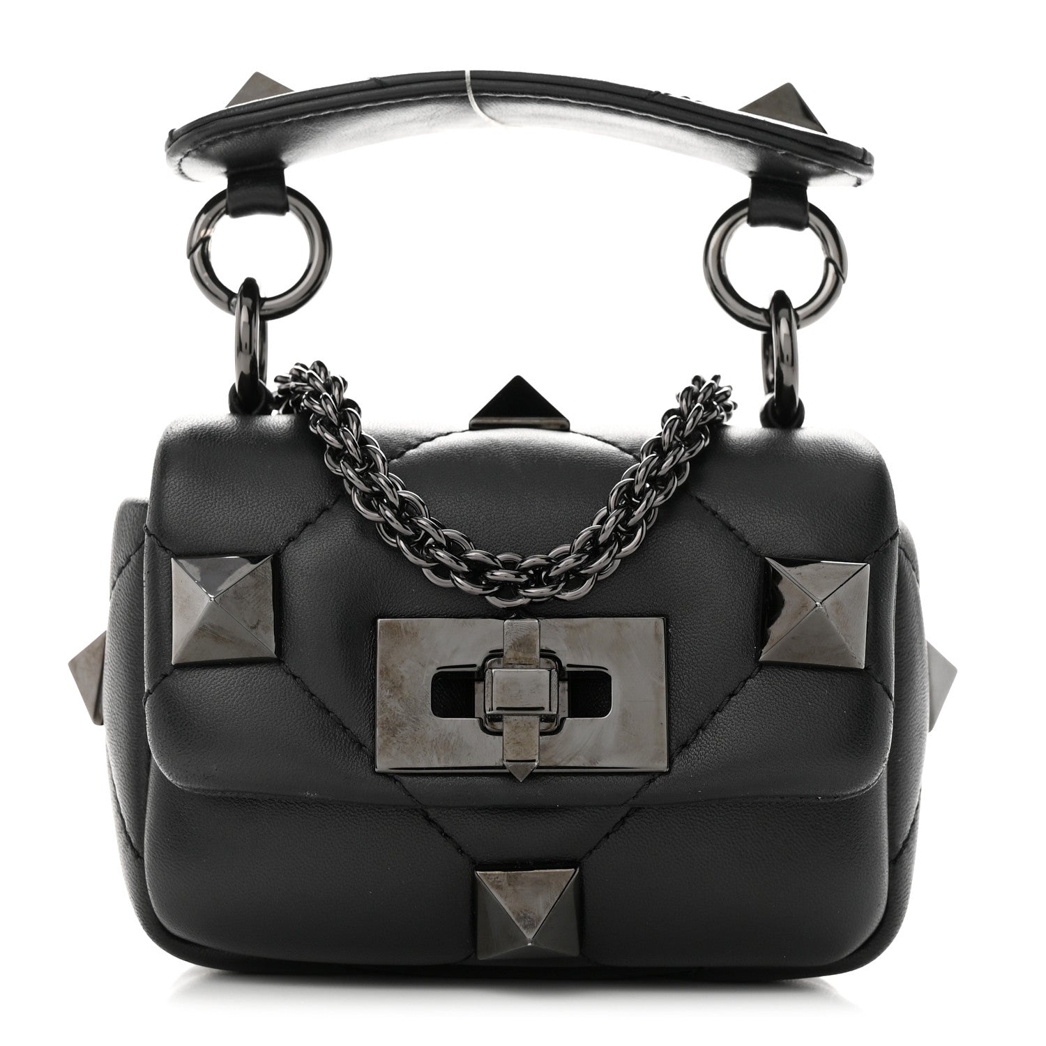 Valentino Garavani Nappa Monochrome Mini Roman Stud The Shoulder Bag Black 1 of 9