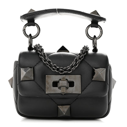 Valentino Garavani Nappa Monochrome Mini Roman Stud The Shoulder Bag Black 1 of 9