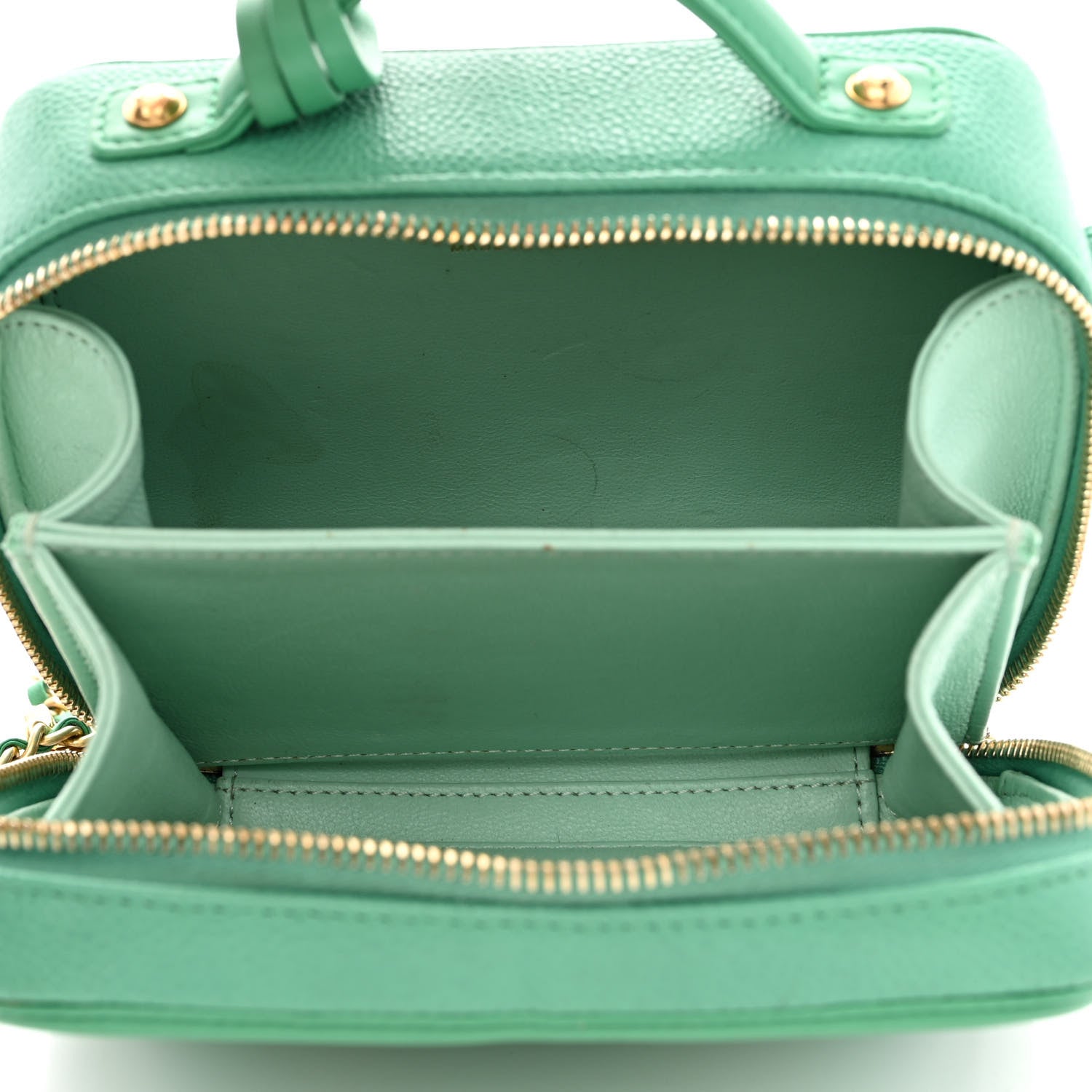 Chanel Caviar Quilted Small CC Filigree Vanity Case Green 4 of 11