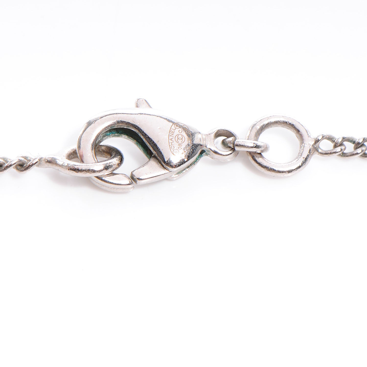 Chanel Crystal Serpent Snake Necklace Silver 3 of 4