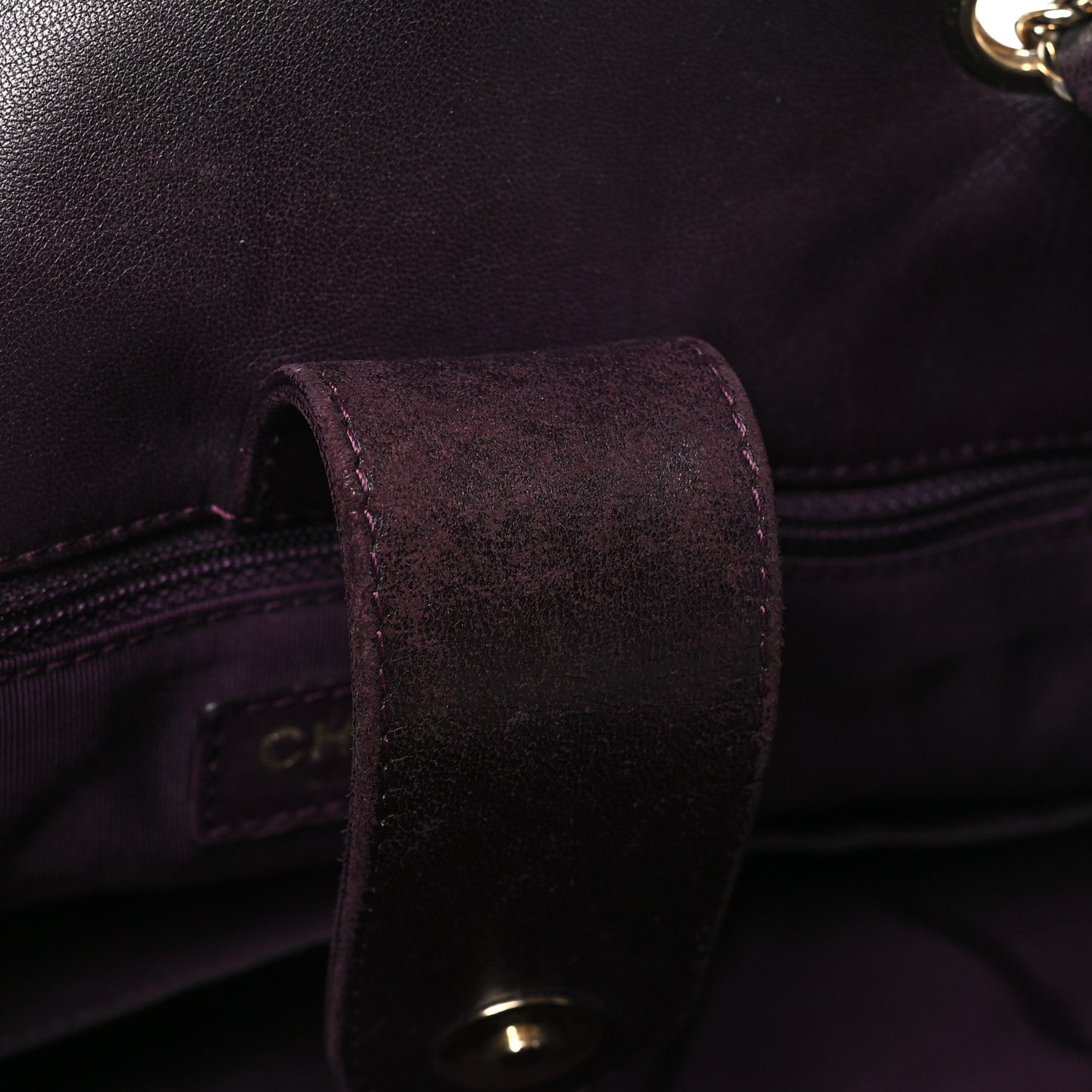 Chanel Lambskin Quilted Large Drawstring Shoulder Bag Dark Purple 10 of 10