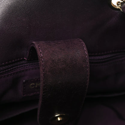 Chanel Lambskin Quilted Large Drawstring Shoulder Bag Dark Purple 10 of 10