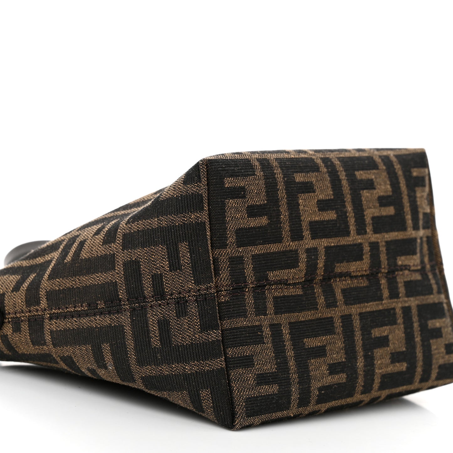 Fabric Jacquard Vitello Grace FF 1974 Mini Roll Tote Tobacco Moro Ebano