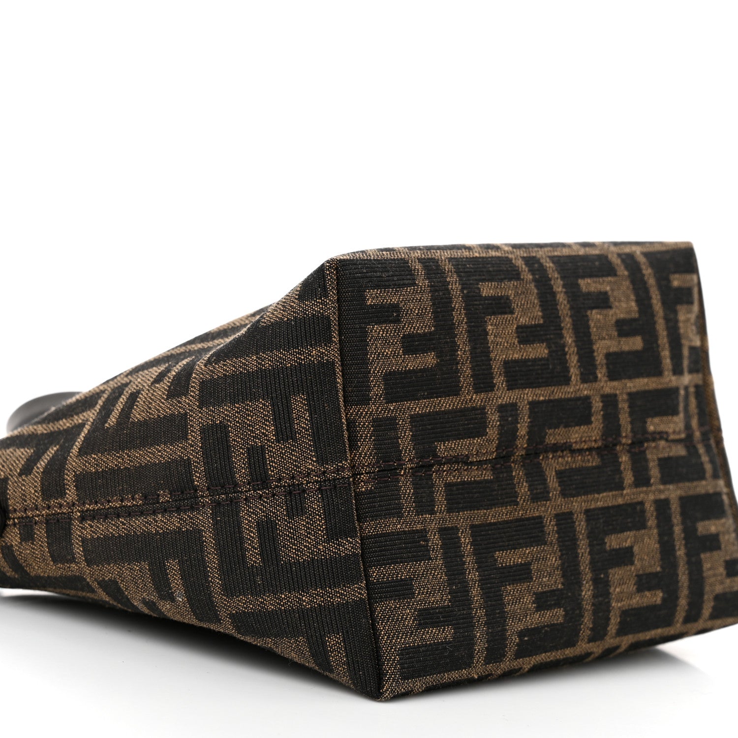 Fendi Fabric Jacquard Vitello Grace FF 1974 Mini Roll Tote Tobacco Moro Ebano 8 of 9