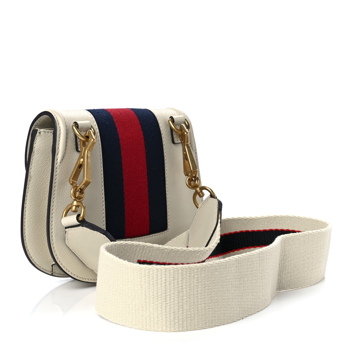 Gucci Calfskin Web Stripe Butterfly Small Totem Shoulder Bag White 3 of 12