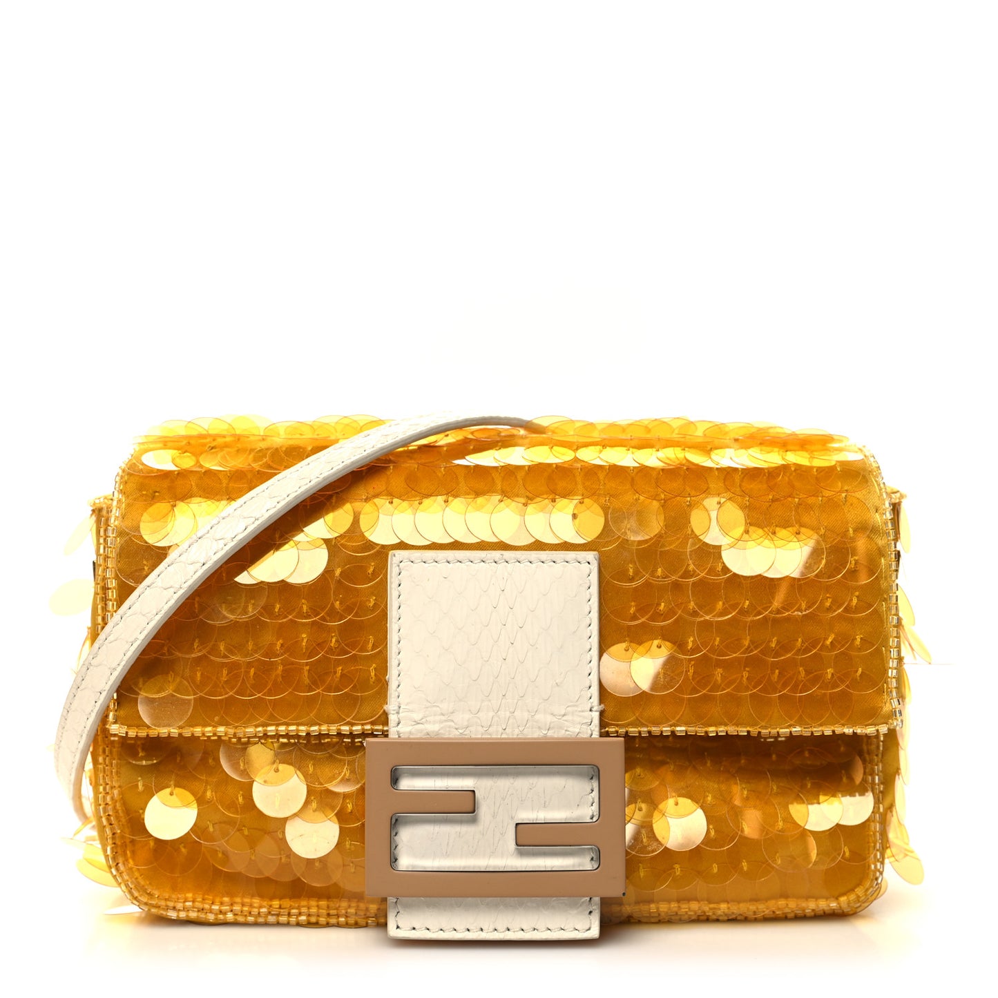 Satin Sequin Paillettes Elaphe Plexiglass Mini Baguette 1997 Giallo Avorio