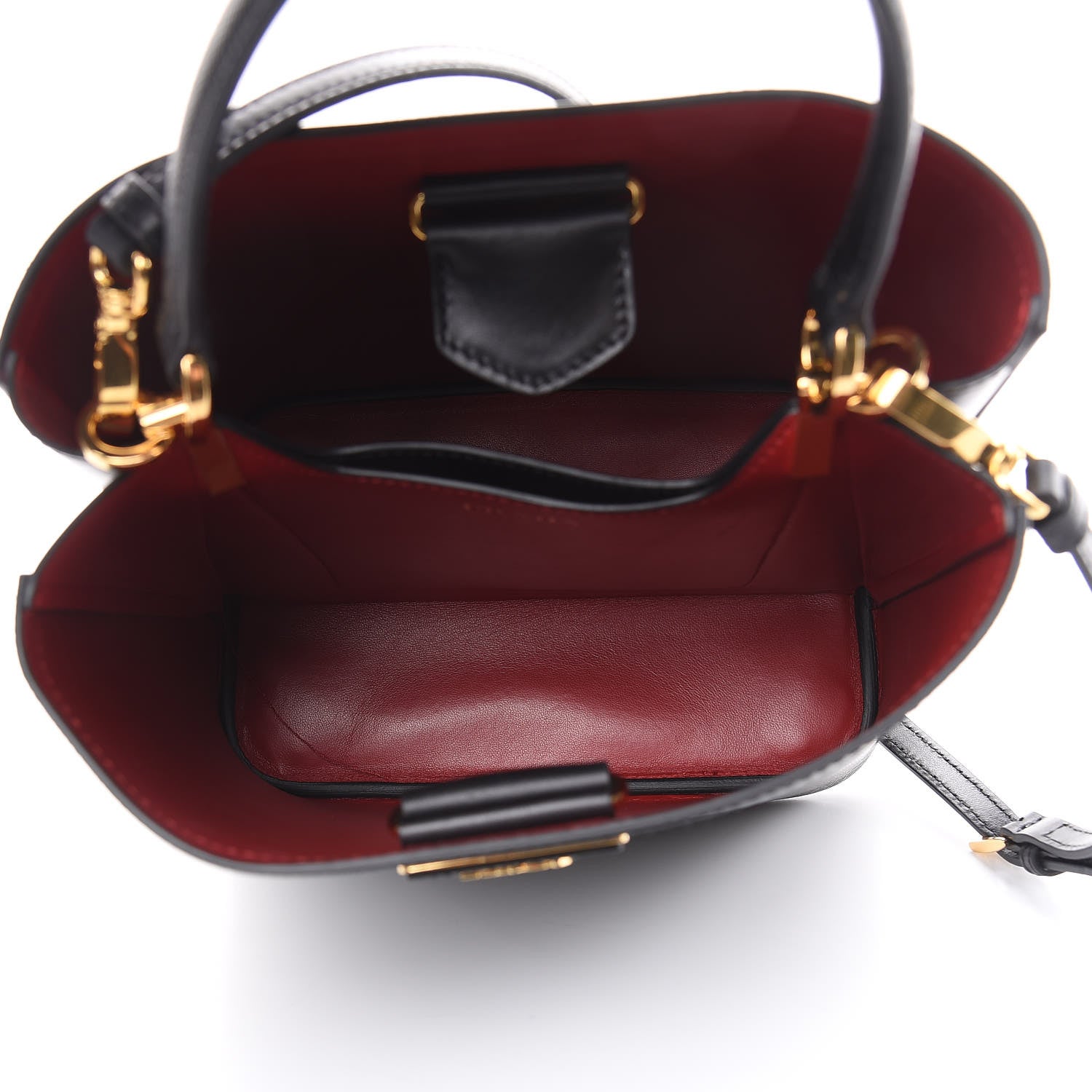 Prada Saffiano Cuir Medium Panier Bucket Bag Black Fuoco 5 of 9