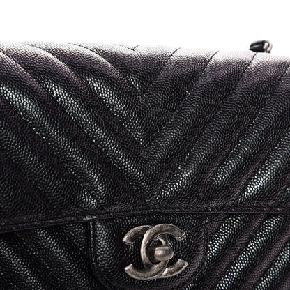Chanel Iridescent Caviar Chevron Quilted Mini Rectangular Flap Black 8 of 10