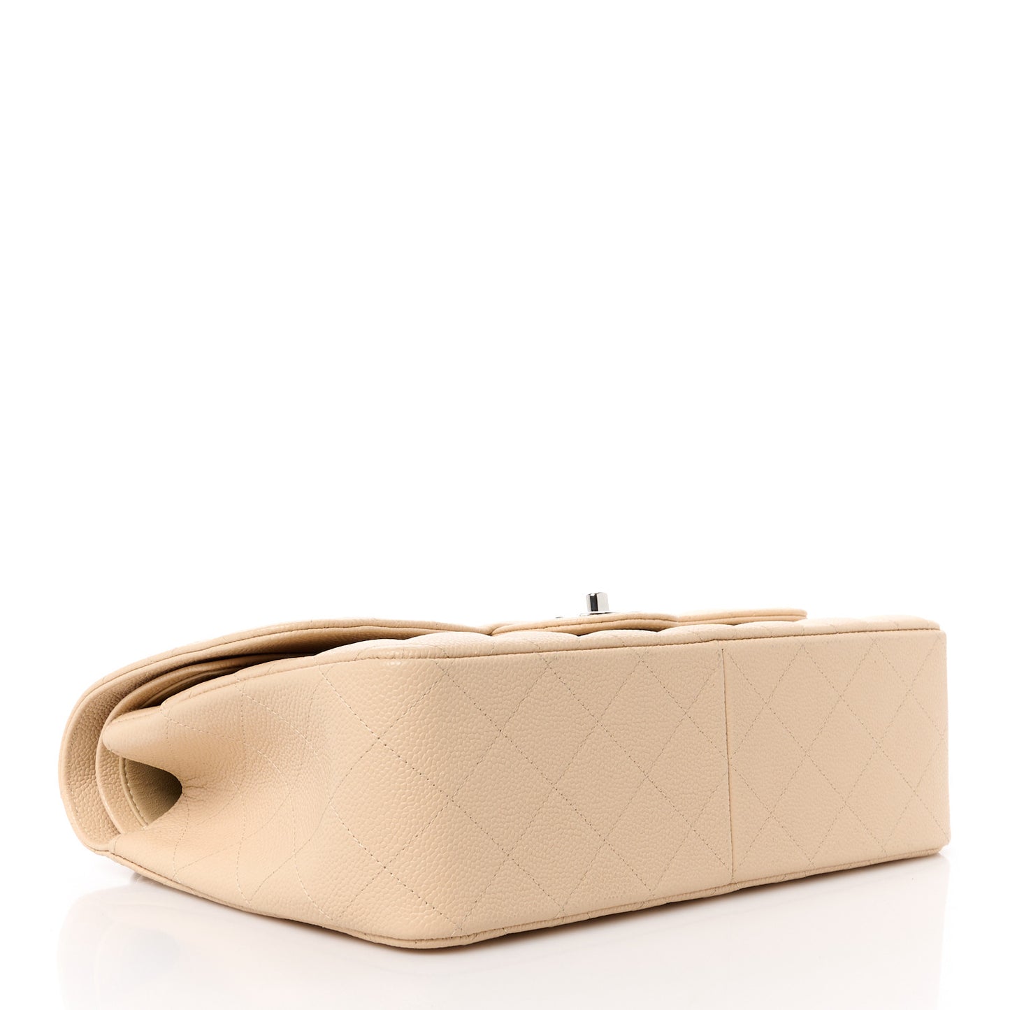 Caviar Quilted Jumbo Double Flap Beige Clair