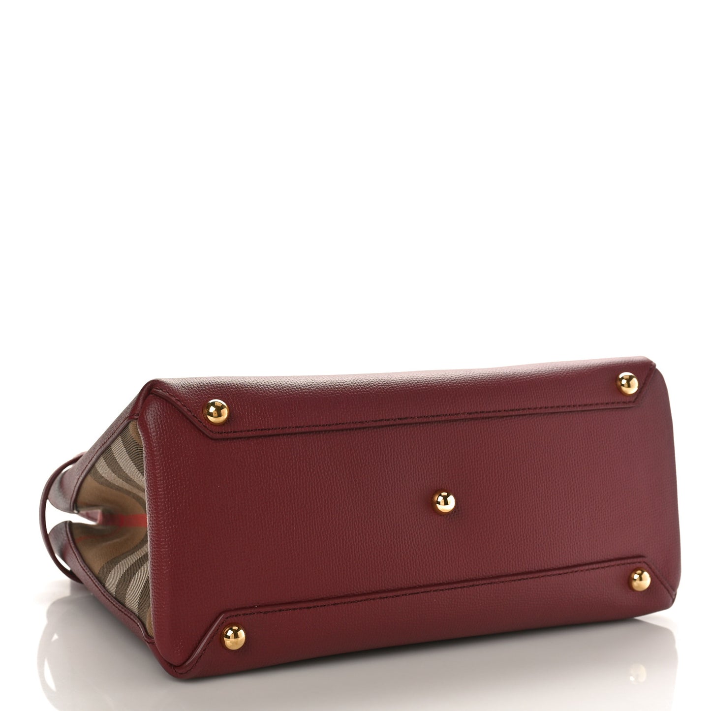 Grainy Calfskin House Check Medium Banner Tote Mahogany Red
